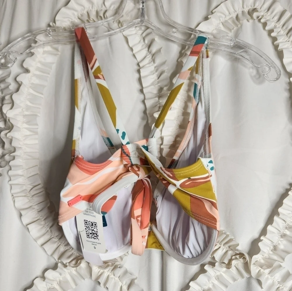 New Roxy Beach Classics Underwired D-Cup Bikini Top Bright White Paradiso sz L - Picture 4 of 7